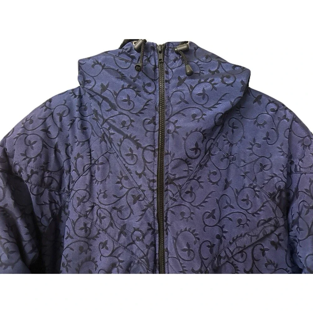 Vintage 80s Nils Skiwear Womens Size Medium 10 Winter Jacket Purple Floral Moti